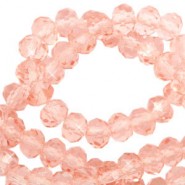 Top Facet kralen 3x2mm disc Smashing pink-pearl shine coating